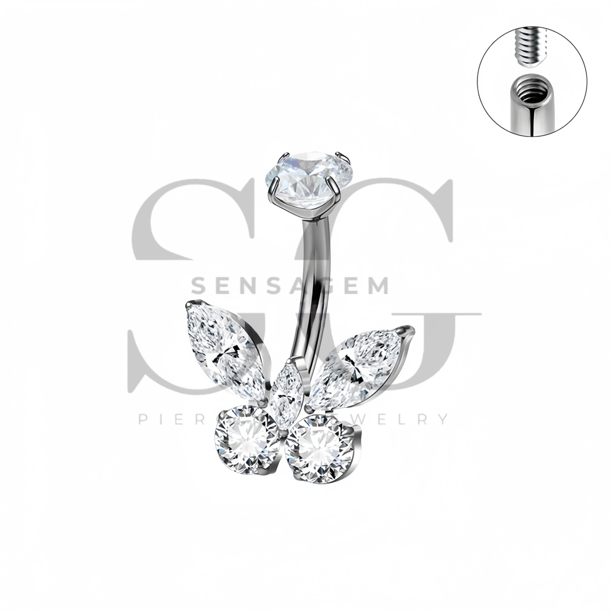 SG7053 ASTM F136 Implant Grade Titanium Butterfly Navel Ring - Image 3
