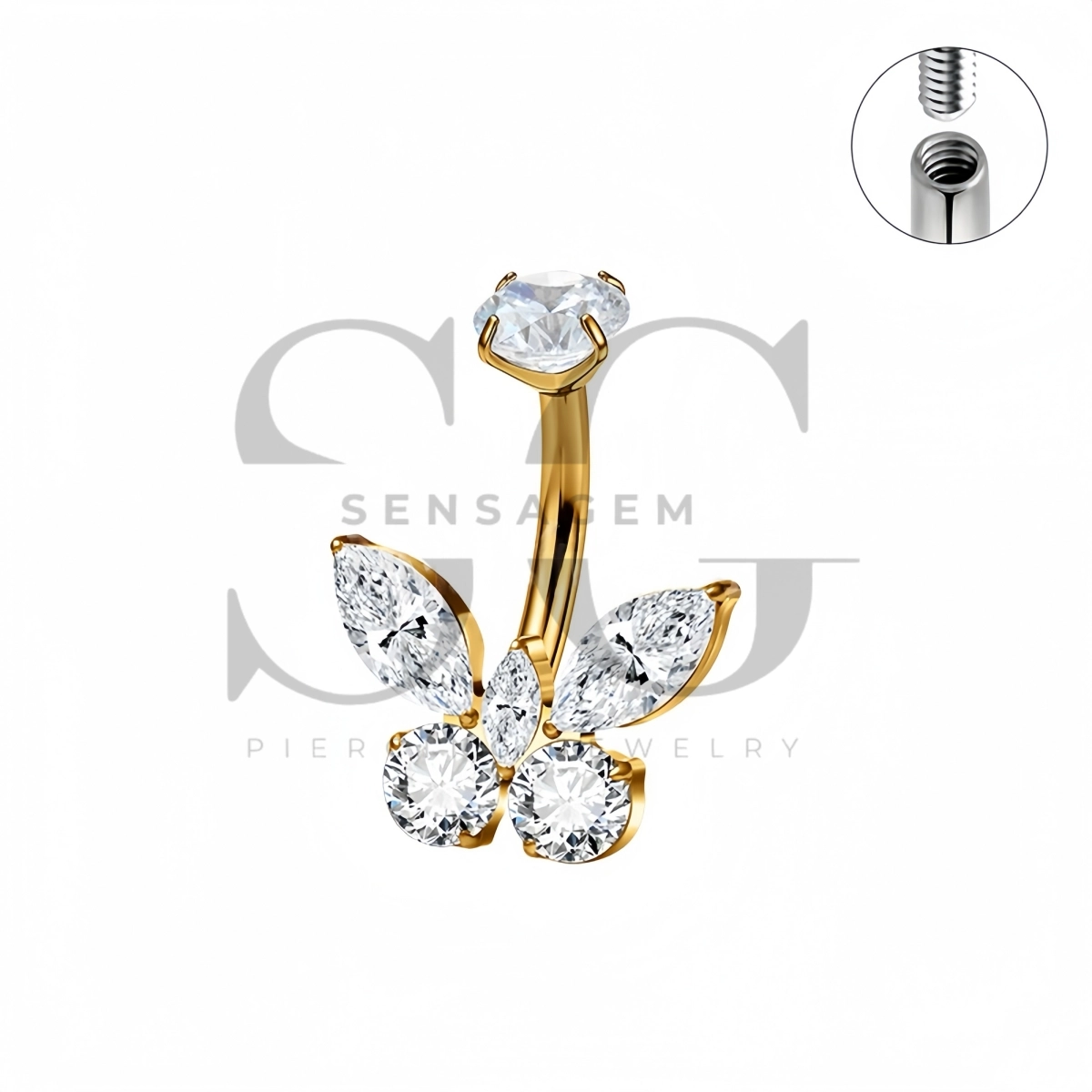 SG7053 ASTM F136 Implant Grade Titanium Butterfly Navel Ring - Image 2