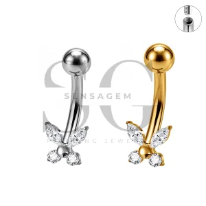 SG7054 ASTM F136 Implant Grade Titanium Butterfly Navel Ring