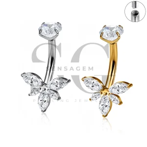 SG7055 ASTM F136 Implant Grade Titanium Botanical Navel Ring