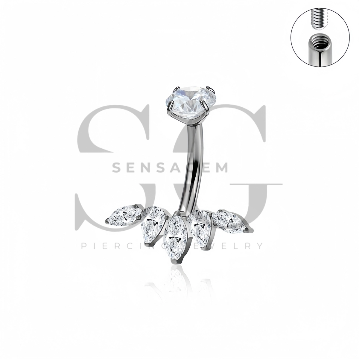 SG7056 ASTM F136 Implant Grade Titanium Fan Navel Ring - Image 3