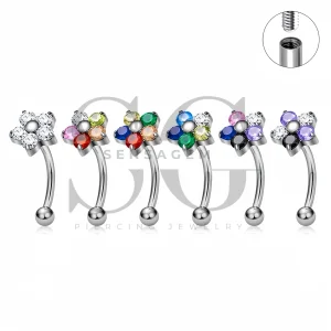 SG7059 ASTM F136 Implant Grade Titanium Daisy Flower Eyebrow Ring