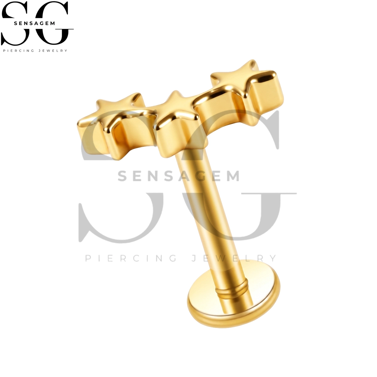 SGYS1338 G23 Titan-Lippenring mit flacher Rückseite, dreifacher Sternhaufen-Labret-Ohrstecker – Bild 2