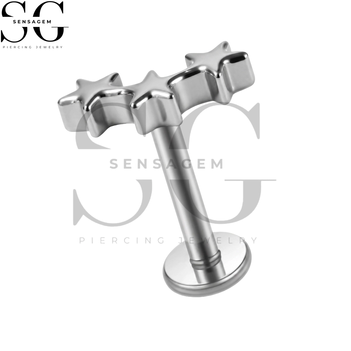 SGYS1338 G23 Titan-Lippenring mit flacher Rückseite, dreifacher Sternhaufen-Labret-Ohrstecker – Bild 3