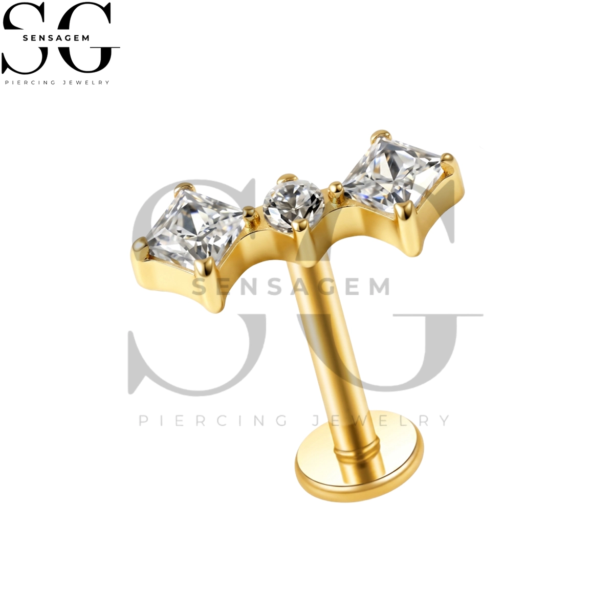 SGYS1347 G23 Titan-Lippenring mit flacher Rückseite, Fliege, CZ-Labret-Ohrstecker – Bild 3