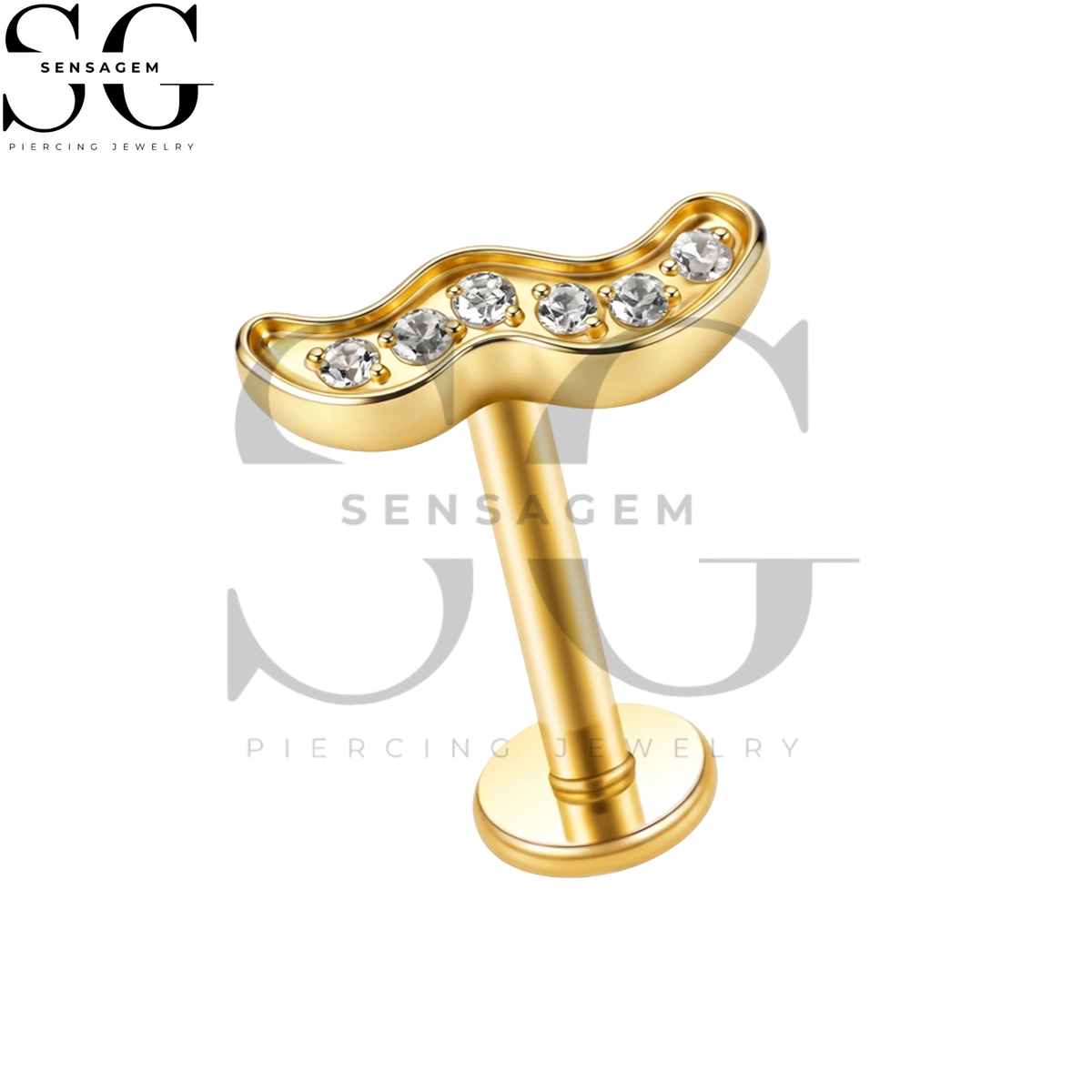 SGYS1349 G23 Titan-Lippenring mit flacher Rückseite, Pavé-CZ-Wellen-Labret-Ohrstecker – Bild 2