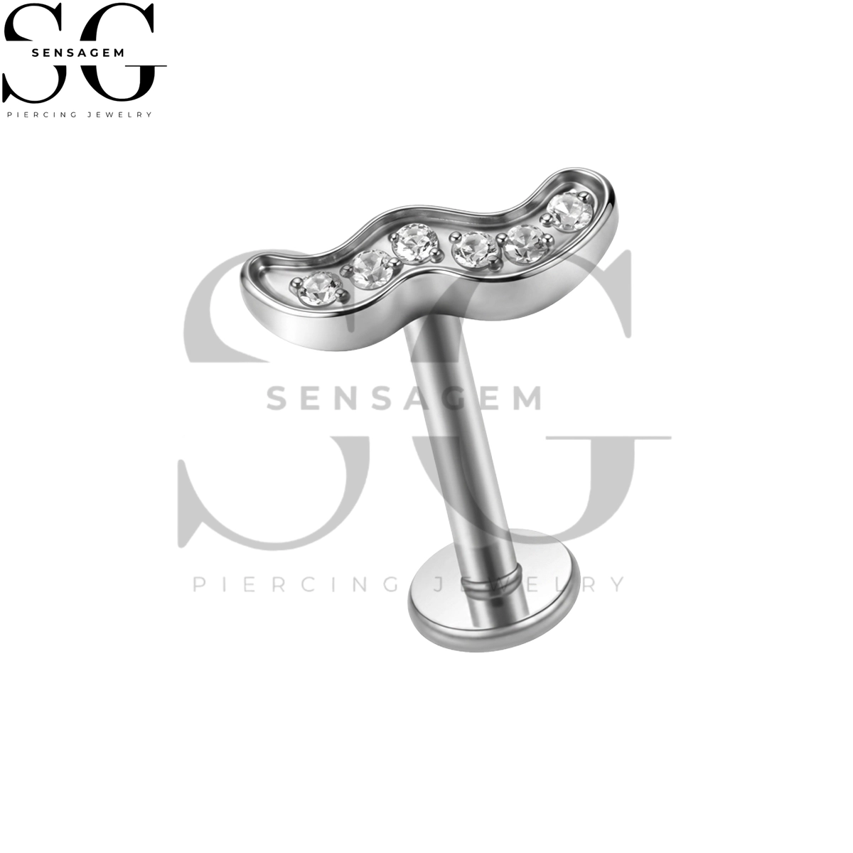 SGYS1349 G23 Titan-Lippenring mit flacher Rückseite, Pavé-CZ-Wellen-Labret-Ohrstecker – Bild 3