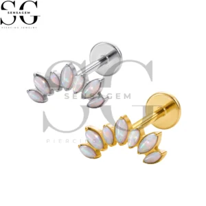 SGYS1355 G23 Anillo de labio con parte posterior plana de titanio Marquesa Opal17 Arc Labret Stud