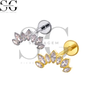 SGYS1356 G23 Anillo de labio con parte posterior plana de titanio Marquesa CZ Arc Labret Stud