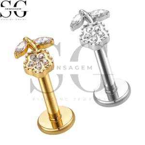 SGYS1399 ASTM F136 Titanium Flat Back Lip Ring Marquise Leaf Flower Labret Stud