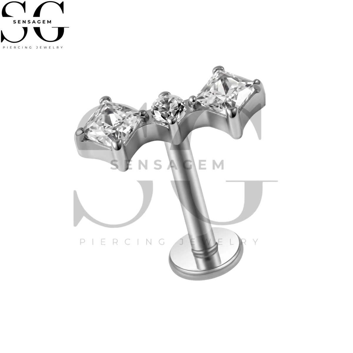 SGYS1347 G23 Titan-Lippenring mit flacher Rückseite, Fliege, CZ-Labret-Ohrstecker – Bild 2