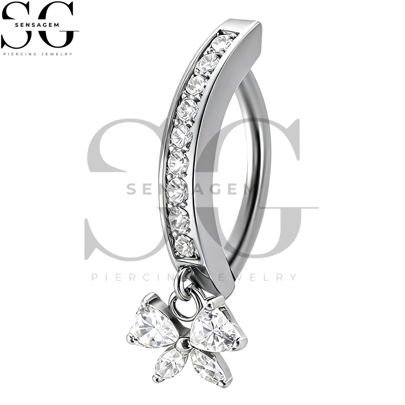 SGYS5040 G23 Titanium Belly Button Ring 14G Hinged Navel Clicker Ring