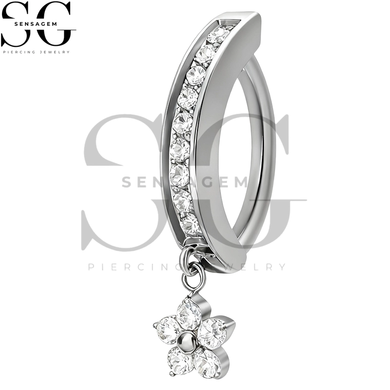 SGYS5041 G23 Titanium Belly Button Ring 14G Hinged Navel Clicker Ring