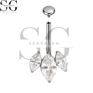 SGYS5049 Anillo de ombligo de titanio G23 14G Anillo de ombligo con circonita triple marquesa