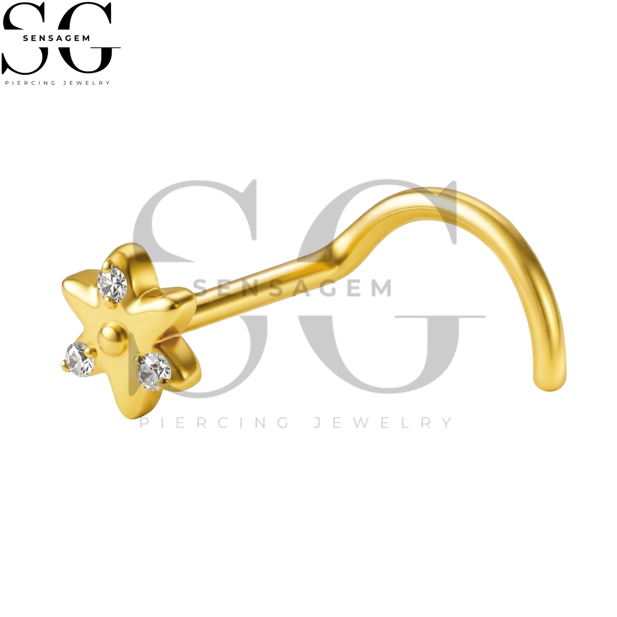SGYS5056 ASTM F136 Titanium Nose Screw Ring 6-Point Star CZ Nose Stud – Image 2