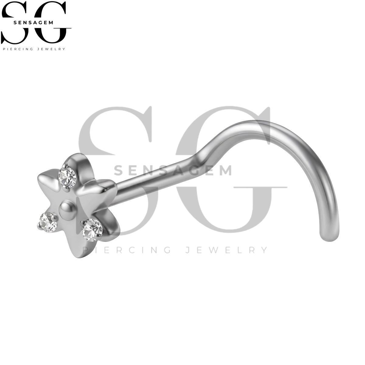 SGYS5056 ASTM F136 Titanium Nose Screw Ring 6-Point Star CZ Nose Stud – Image 3