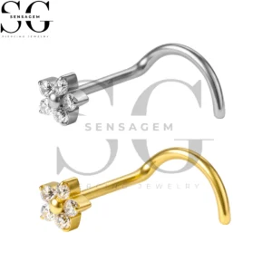 SGYS5060 ASTM F136 Titanium Nose Screw Ring 5-Petal CZ Flower Nose Stud