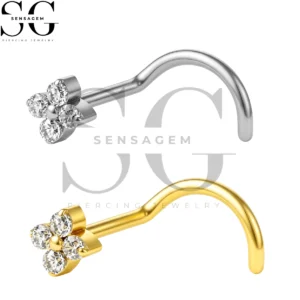 SGYS5061 ASTM F136 Titanium Nose Screw Ring 4-Petal CZ Flower Nose Stud