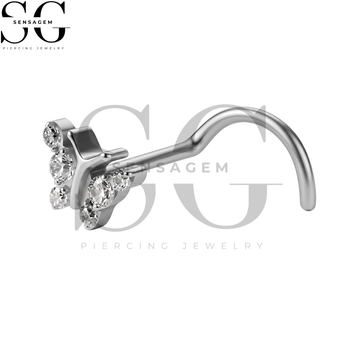 SGYS5064 ASTM F136 Titanium Nose Screw Ring Pavé CZ Butterfly Nose Stud – Image 3