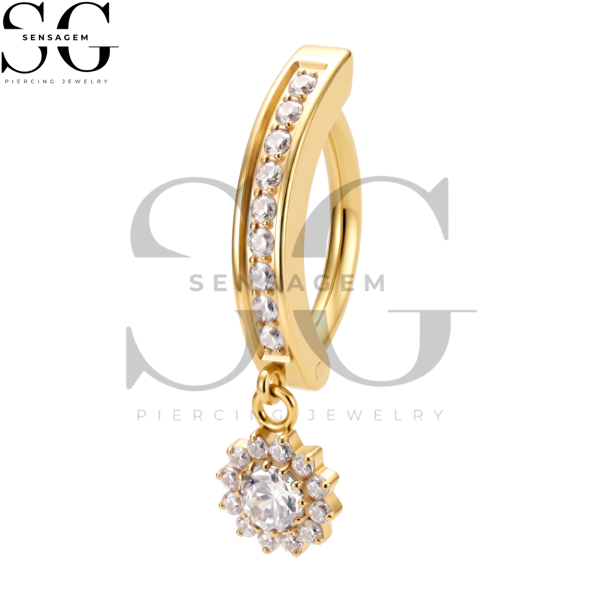 SGYS6061 ASTM F136 Implant Grade Titanium Dangle Sunflower Belly Ring - Image 2