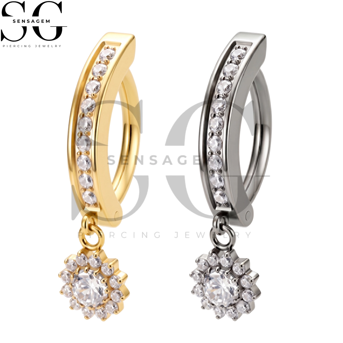 SGYS6061 ASTM F136 Implant Grade Titanium Dangle Sunflower Belly Ring