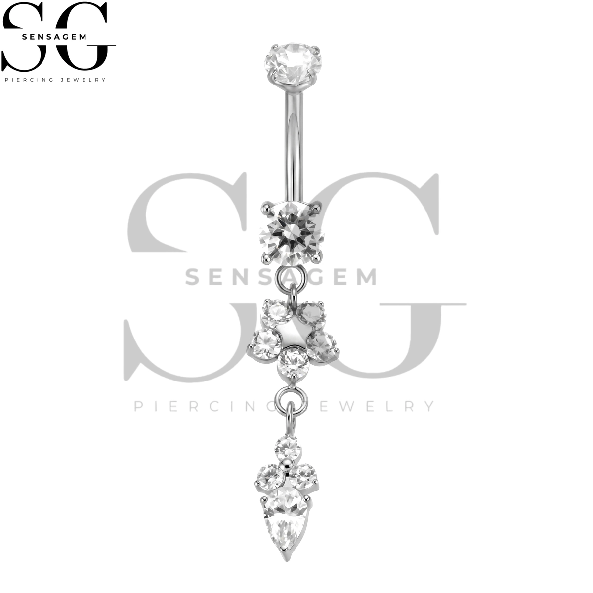 SGYS6062 ASTM F136 Implant Grade Titanium Dangle Star Belly Ring - Image 3
