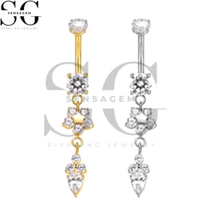 SGYS6062 ASTM F136 Implant Grade Titanium Dangle Star Belly Ring