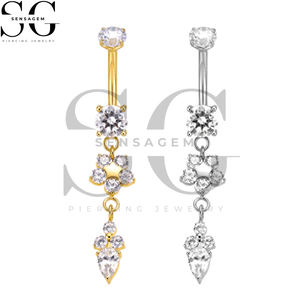 SGYS6062 ASTM F136 Implant Grade Titanium Dangle Star Belly Ring