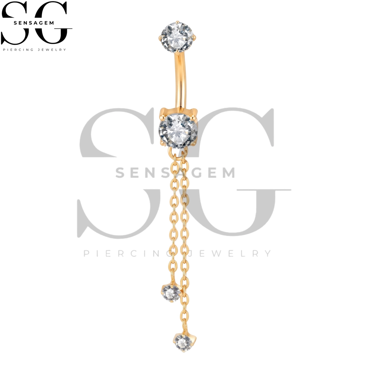 SGYS6063 ASTM F136 Implant Grade Titanium Dangle Chain Belly Ring - Image 2