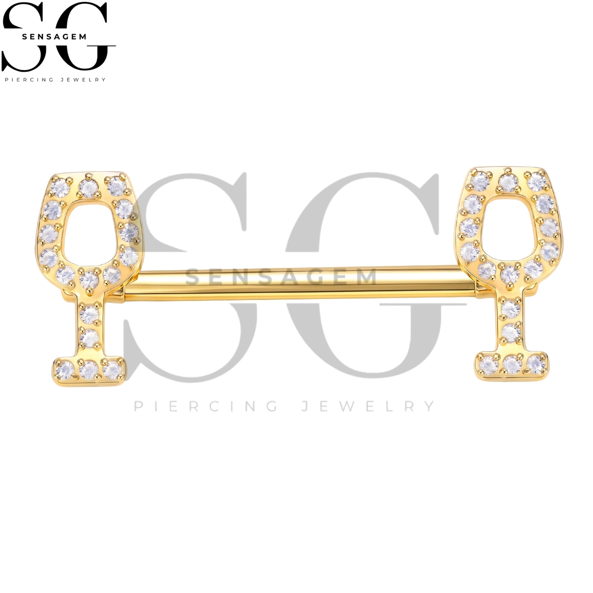 SGYS9104 ASTM F136 Titanium Nipple Rings Pavé CZ Wine Glass Nipple Barbell - Image 2