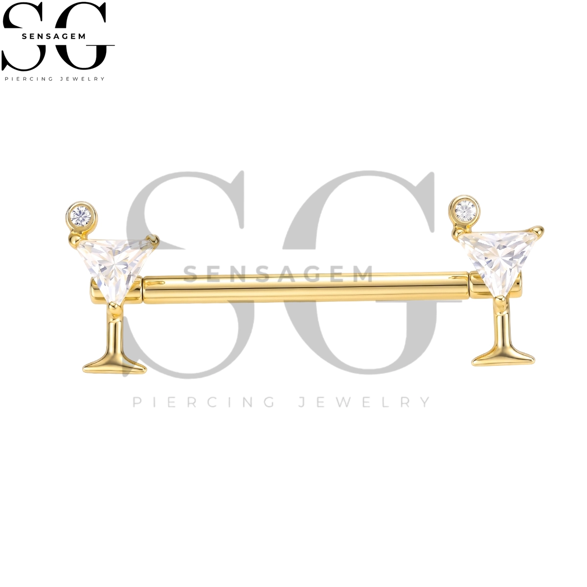 SGYS9105 ASTM F136 Titanium Nipple Rings Martini Cocktail Glass Nipple Barbell - Image 2