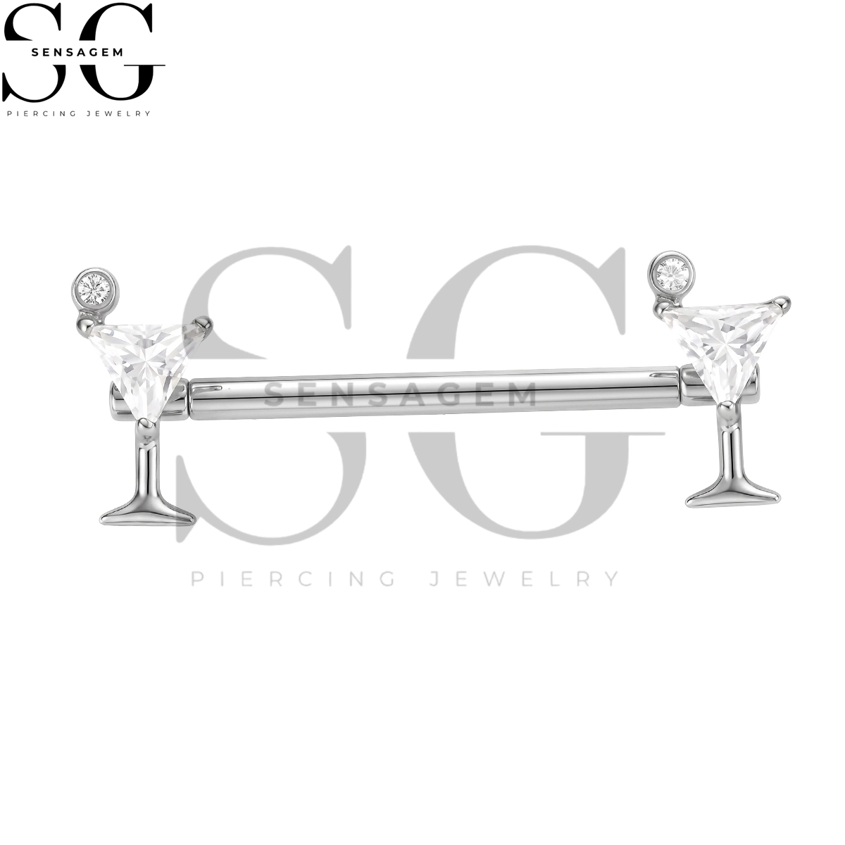 SGYS9105 ASTM F136 Titanium Nipple Rings Martini Cocktail Glass Nipple Barbell - Image 3