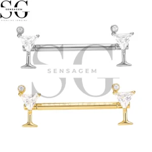 SGYS9105 ASTM F136 Titanium Nipple Rings Martini Cocktail Glass Nipple Barbell