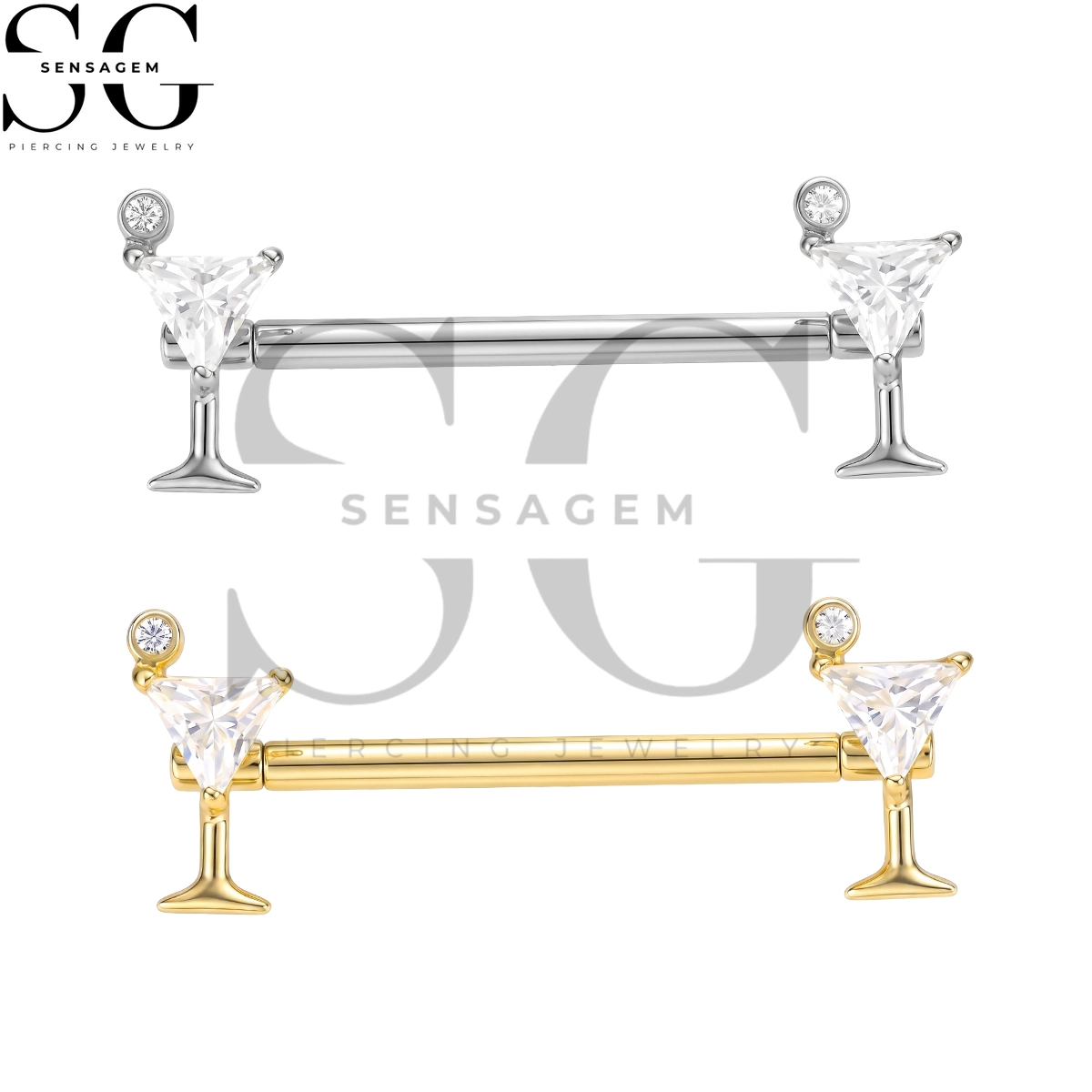 SGYS9105 ASTM F136 Titanium Nipple Rings Martini Cocktail Glass Nipple Barbell