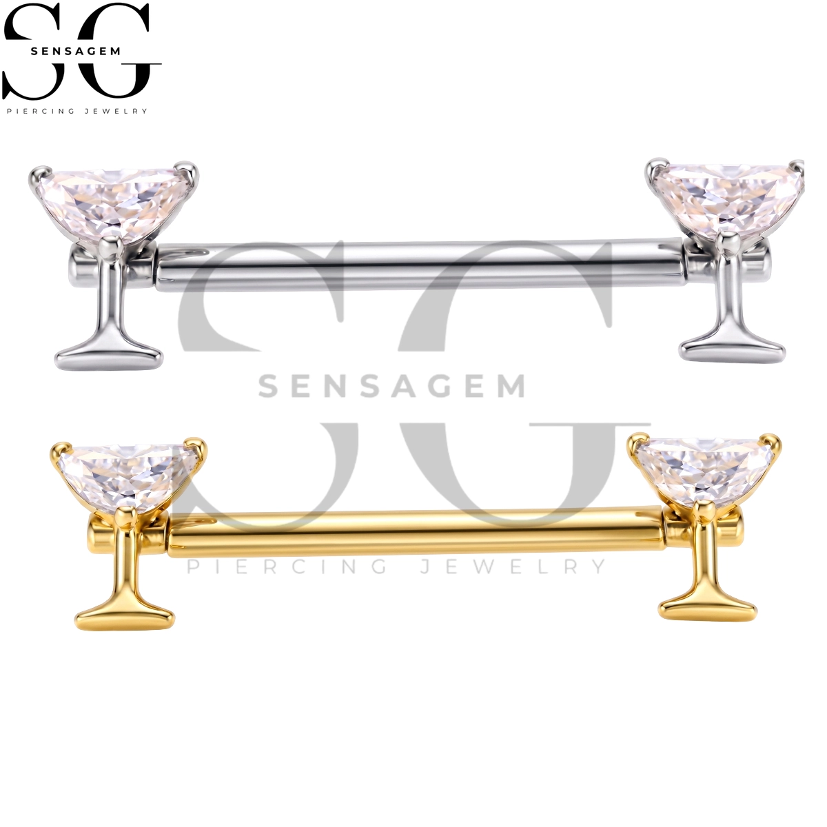 SGYS9106 ASTM F136 Titanium Nipple Rings Martini Cocktail Glass Nipple Barbell