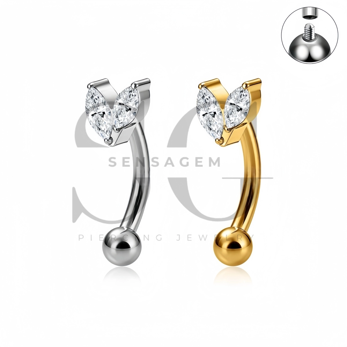 SG7039 ASTM F136 Implant Grade Titanium Leaf Sprout Eyebrow Ring