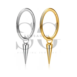 SG3287 ASTM F136 Titanium Spike Dangle Hinged Clicker Ring