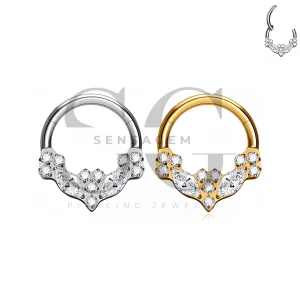SG3299 ASTM F136 Titanium Marquise CZ Chevron Clicker Hoop