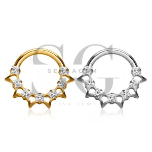 SG3304 ASTM F136 Titanium Princess CZ Spiked Clicker Ring