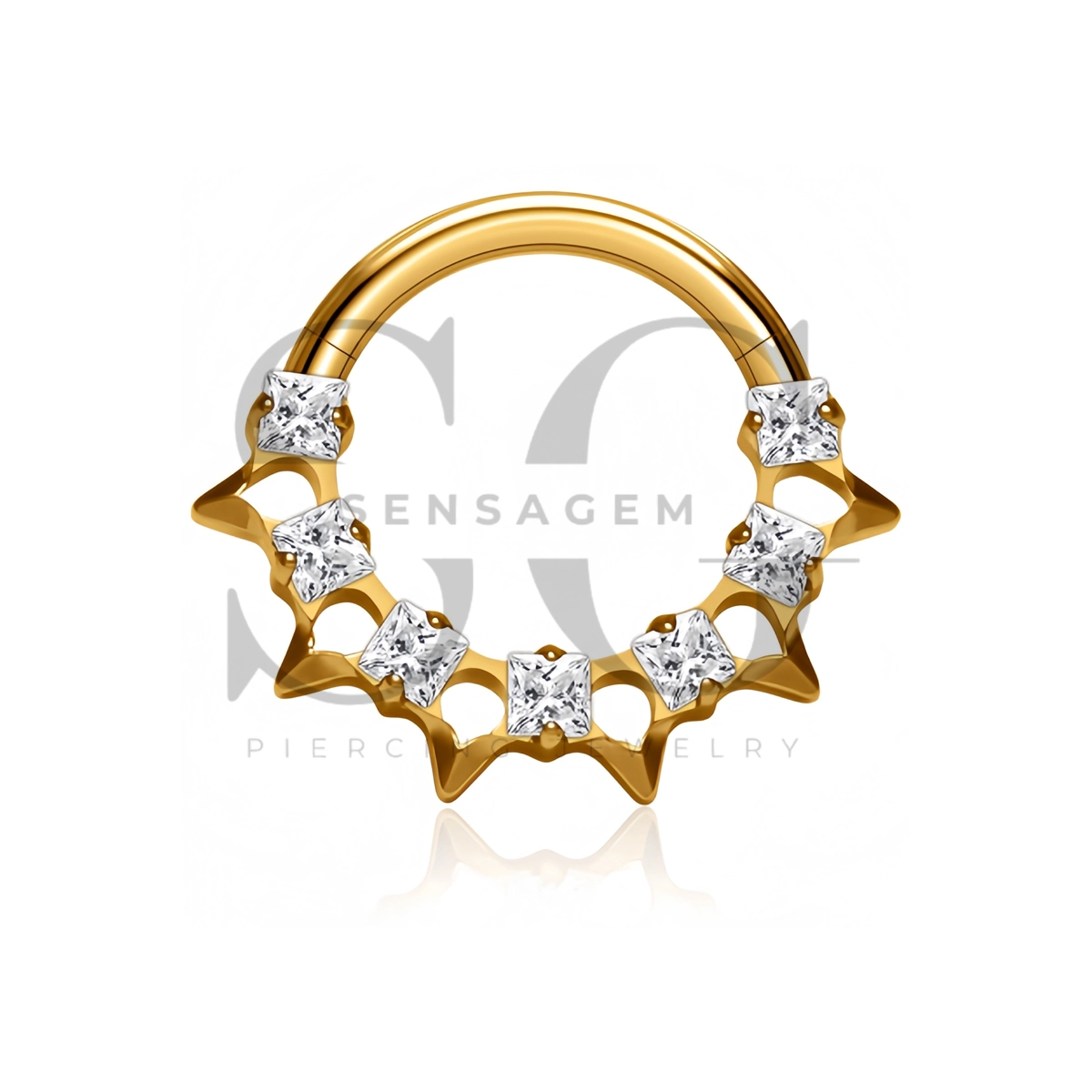 SG3304 ASTM F136 Titanium Princess CZ Spiked Clicker Ring – Bild 2
