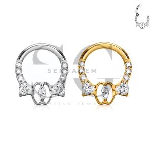 SG3307 ASTM F136 Titanium Heart Marquise CZ Clicker Ring
