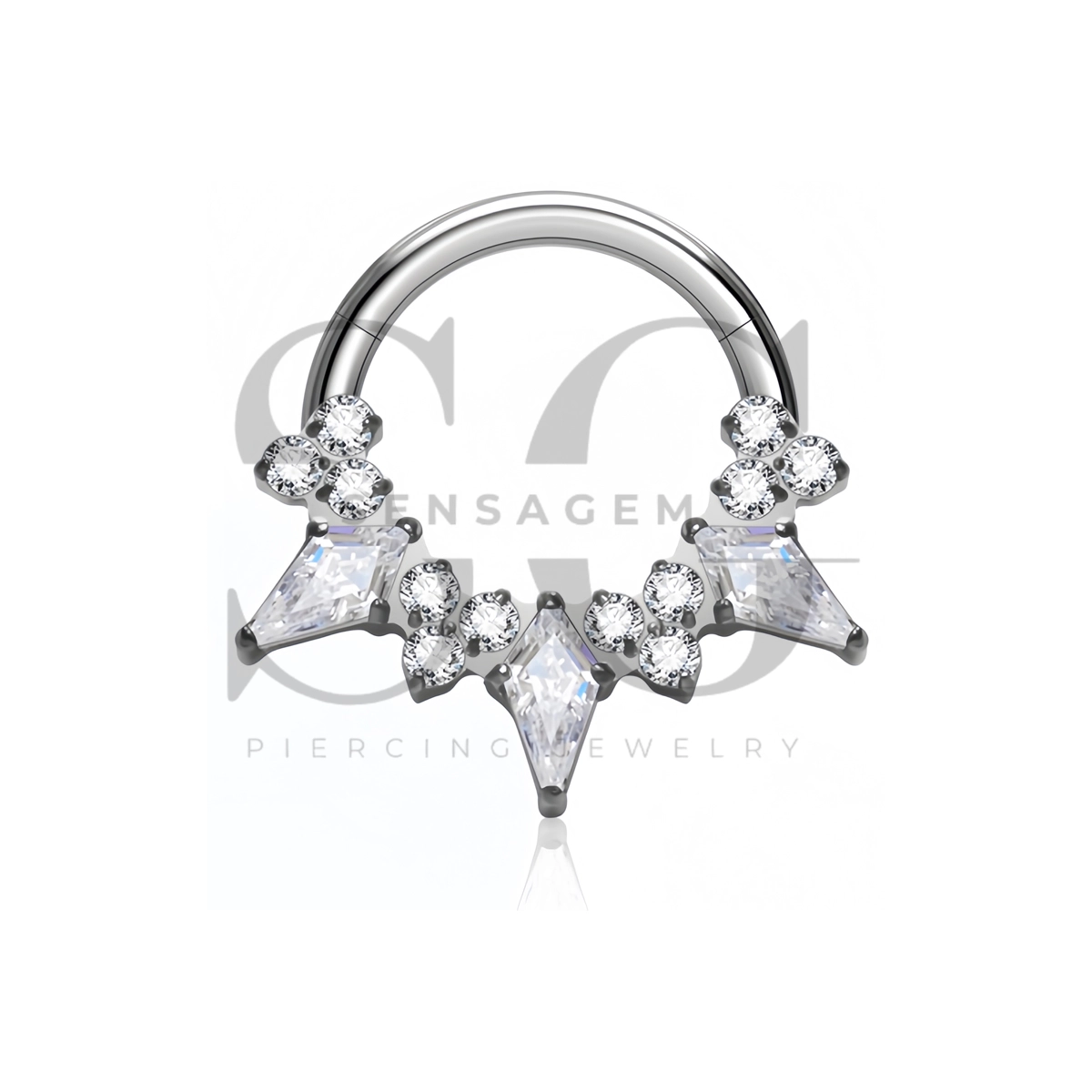 SG3313 ASTM F136 Titanium Kite CZ Tiara Hinged Clicker Ring – Bild 3