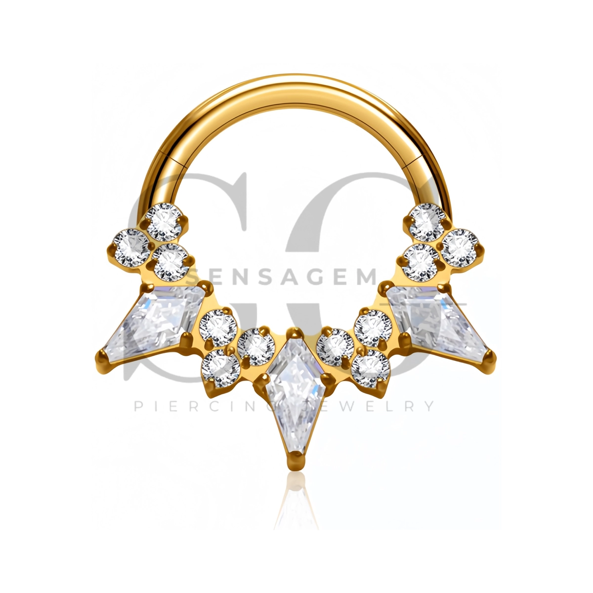 SG3313 ASTM F136 Titanium Kite CZ Tiara Hinged Clicker Ring – Bild 2