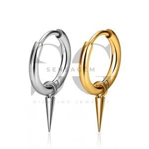 SG3316 ASTM F136 Titanium Plain Spike Dangle Clicker Hoop Ring