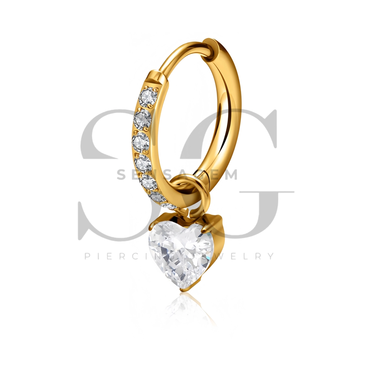 SG3317 ASTM F136 Titanium Heart CZ Dangle Hinged Clicker Ring - Imagen 3