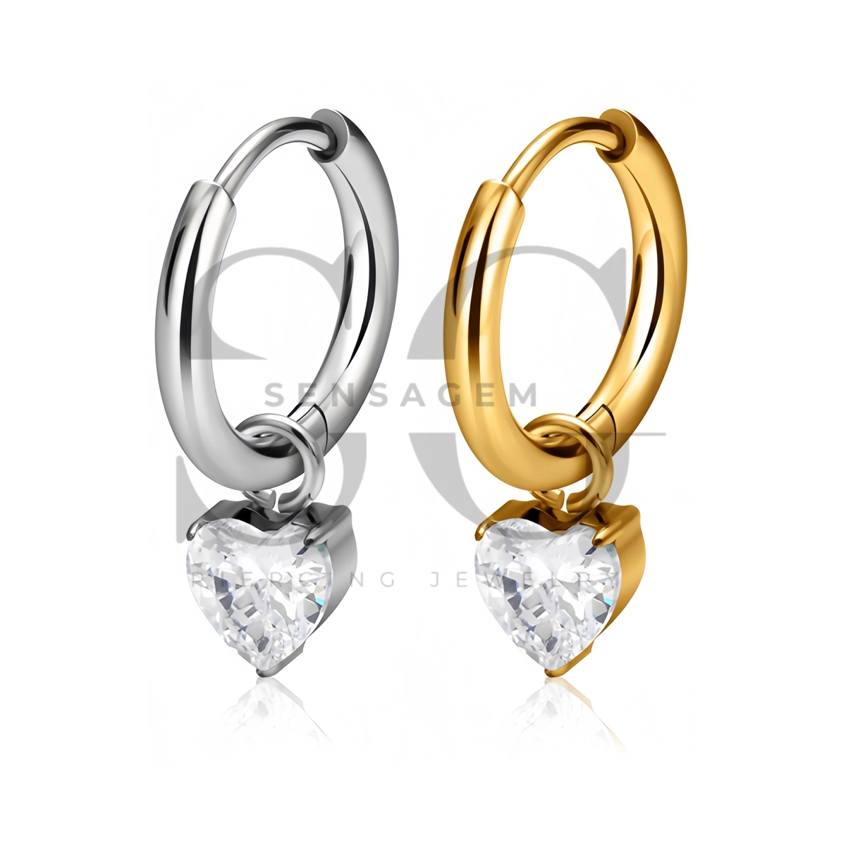 SG3318 ASTM F136 Titanium Plain Heart CZ Dangle Clicker Hoop