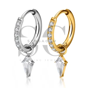 SG3321 ASTM F136 Titanium Kite CZ Dangle Hinged Clicker Ring