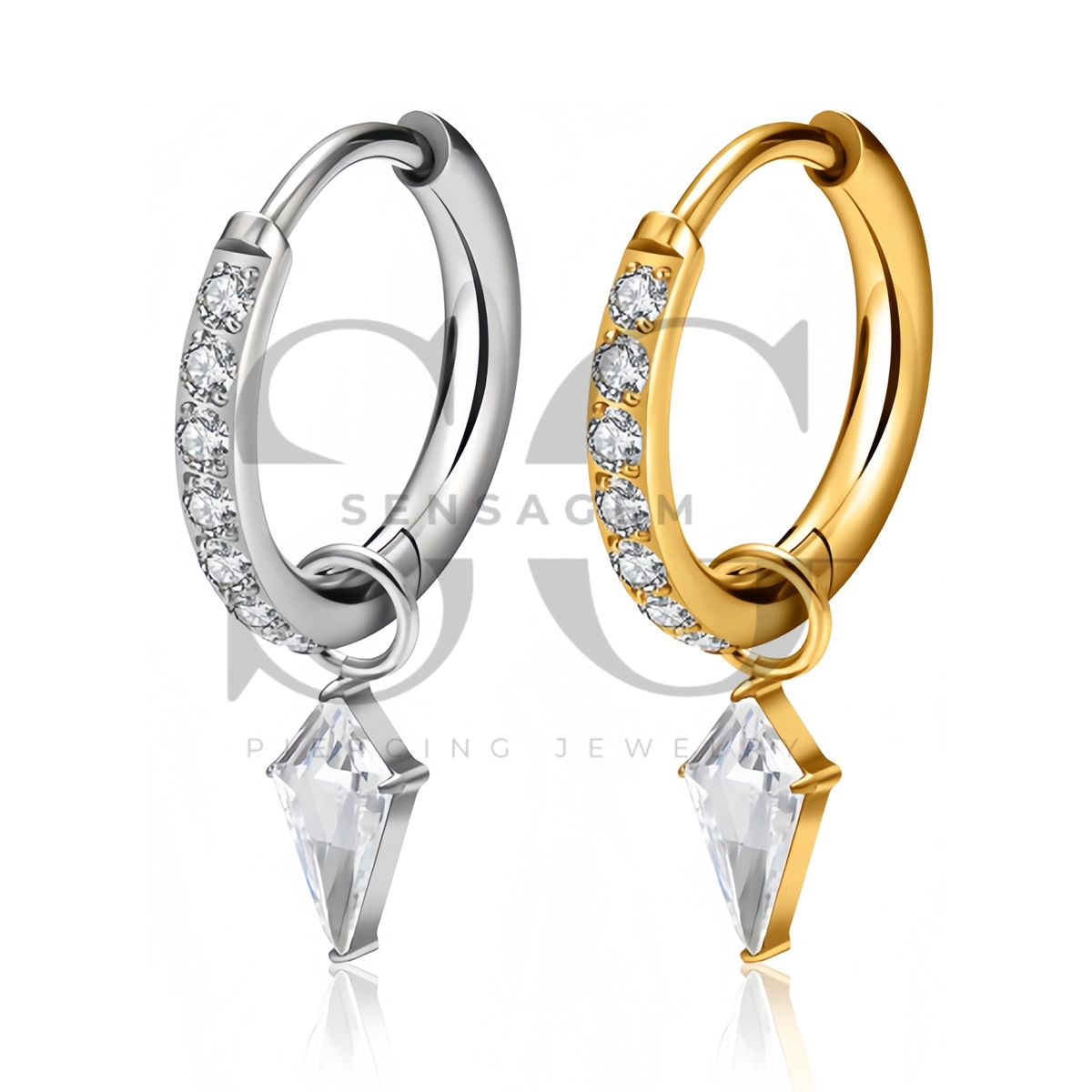 SG3321 ASTM F136 Titanium Kite CZ Dangle Hinged Clicker Ring