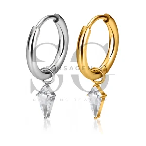SG3322 ASTM F136 Titanium Plain Kite CZ Dangle Clicker Hoop