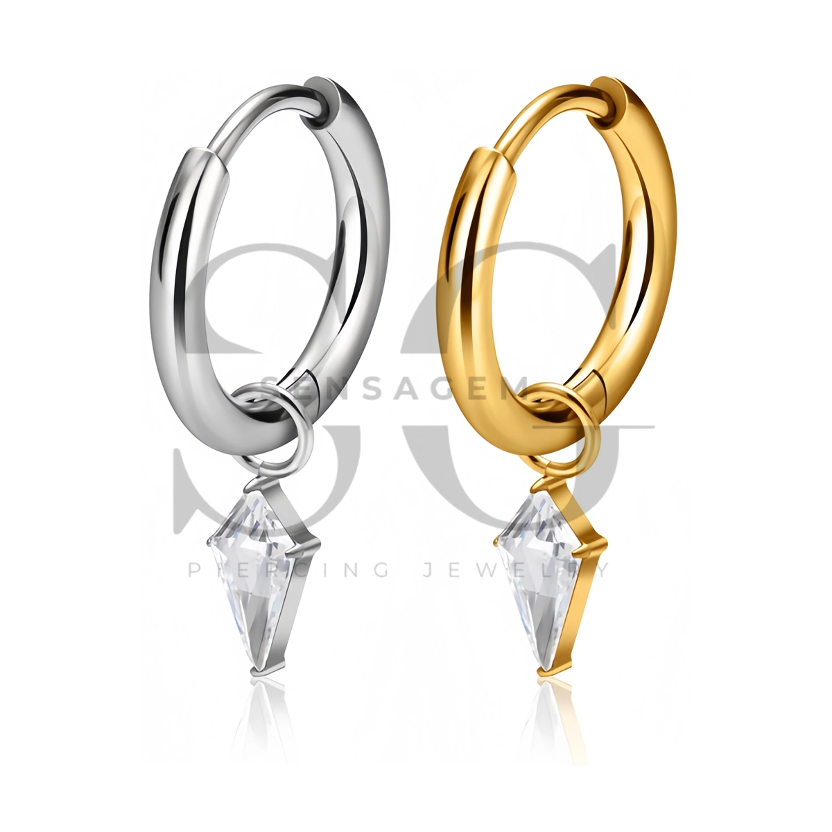 SG3322 ASTM F136 Titanium Plain Kite CZ Dangle Clicker Hoop